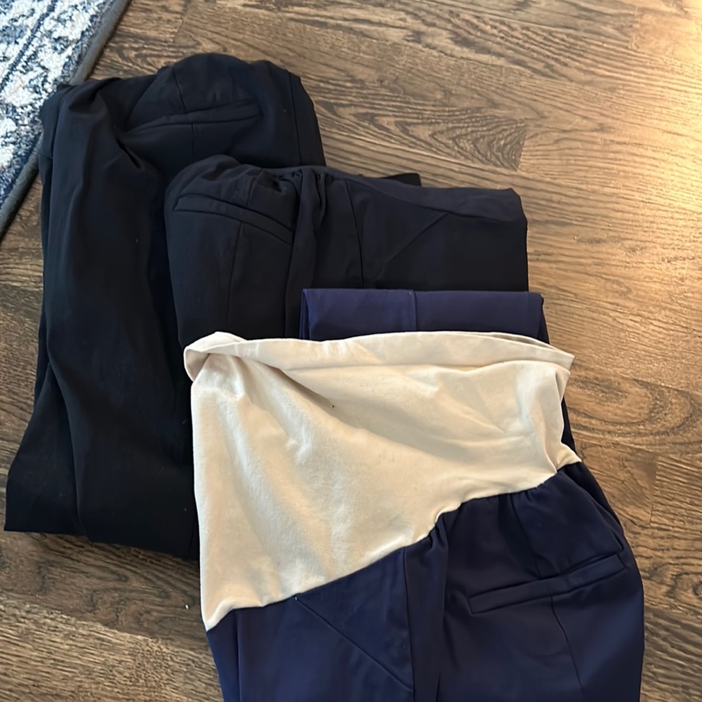 Motherhood Maternity size M dress pants - 2 black pairs, 1 navy